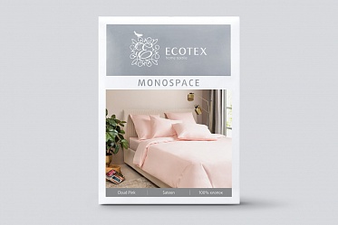 Пудровый постельное бельё из сатина Моноспейс Ecotex 2 спальное с европростыней