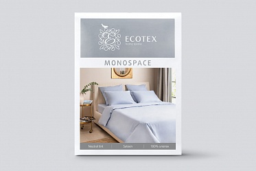 Серо-голубой постельное бельё из сатина Моноспейс Ecotex 1,5 спальное
