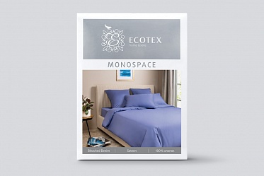 Синий постельное бельё из сатина Моноспейс Ecotex евро