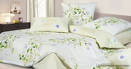 Цветочный Ноктюрн постельное бельё из сатина Harmonica Ecotex 2 спальное с европростынёй