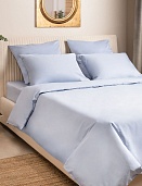 Серо-голубой постельное бельё из сатина Моноспейс Ecotex семейное