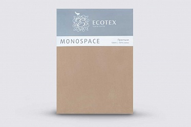 Простыня на резинке из сатина Моноспейс Ecotex 180*200*23 бежевая