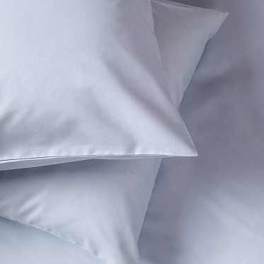 Серо-голубой постельное бельё из сатина Моноспейс Ecotex 2 спальное с европростыней