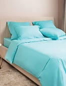 Бирюзовый постельное бельё из сатина Моноспейс Ecotex 2 спальное с европростыней