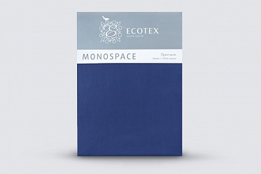 Простыня из сатина Моноспейс Ecotex 1,5 спальная темно-синяя