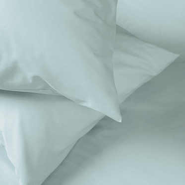 Нежно-голубой постельное бельё из сатина Моноспейс Ecotex 2 спальное с европростыней