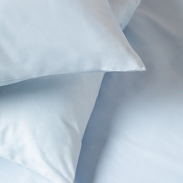 Голубой постельное бельё из сатина Моноспейс Ecotex 2 спальное с европростыней