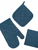 Набор для кухни 3 предмета "Цвет Эмоций",Саржа (рукавичка-прихватка,полотенце) (Голубая сталь)