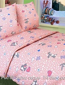 Зайки серые (бел/роз) постельное бельё в кроватку из бязи Адель