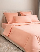 Персиковый постельное бельё из сатина Моноспейс Ecotex 2 спальное с европростыней