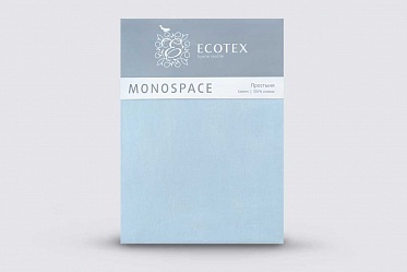 Простыня из сатина Моноспейс Ecotex 1,5 спальная  серо-голубая