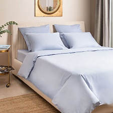 Серо-голубой постельное бельё из сатина Моноспейс Ecotex 1,5 спальное