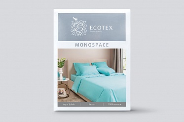 Бирюзовый постельное бельё из сатина Моноспейс Ecotex 2 спальное с европростыней