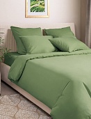 Зеленый постельное бельё из сатина Моноспейс Ecotex евро