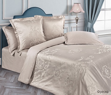 Фреско постельное бельё из сатин-жаккарда Estetica Ecotex 2 спальное с европростынёй в подарочном чемодане
