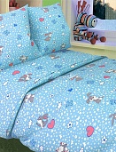Зайки серые (бел/голуб) постельное бельё в кроватку из бязи Адель