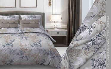 КПБ 1,5 сп. Бязь диз. № 189 Симфония, серо-бежевый (N)