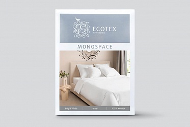 Белый постельное бельё из сатина Моноспейс Ecotex 2 спальное с европростыней