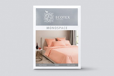 Персиковый постельное бельё из сатина Моноспейс Ecotex семейное