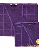 Клетка фиолет полотенце махровое банное Хлопковый Край 70*140
