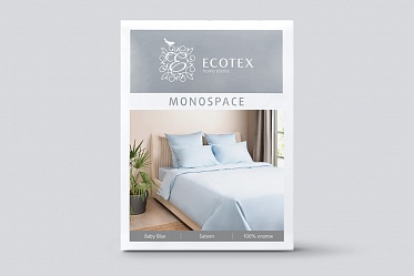Голубой постельное бельё из сатина Моноспейс Ecotex семейное
