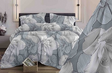 КПБ 1,5 сп. Бязь диз. № 323 Богема, 8 Вид, серый (N)