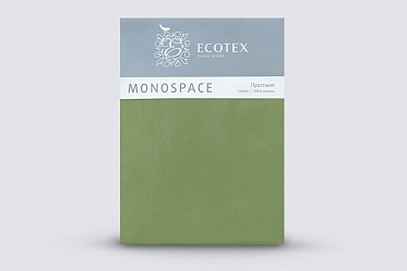 Простыня на резинке из сатина Моноспейс Ecotex 140*200*23 зеленая
