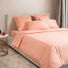Персиковый постельное бельё из сатина Моноспейс Ecotex евро