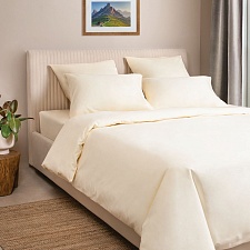 Ванильный постельное бельё из сатина Моноспейс Ecotex 2 спальное с европростыней
