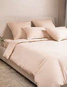 Кремовый постельное бельё из сатина Моноспейс Ecotex 2 спальное с европростыней