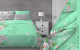 082 Лилии (зеленый) постельное белье из бязи Бояртекс 1,5 спальное