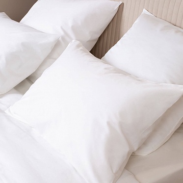 Белый постельное бельё из сатина Моноспейс Ecotex 2 спальное с европростыней
