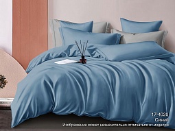 17-4020 ТРХ синий постельное белье из сатина Бояртекс 2 спальное с европростыней 