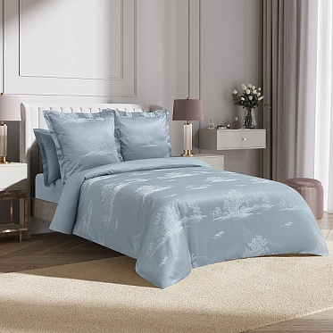 Итальянская Ривьера постельное бельё из сатин-жаккарда Estetica Ecotex семейное в подарочном чемодане